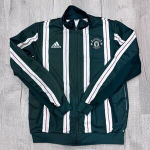 Adidas Manchester United Jacket Green Men's Medium Lifestyle Full-Zip Track Top